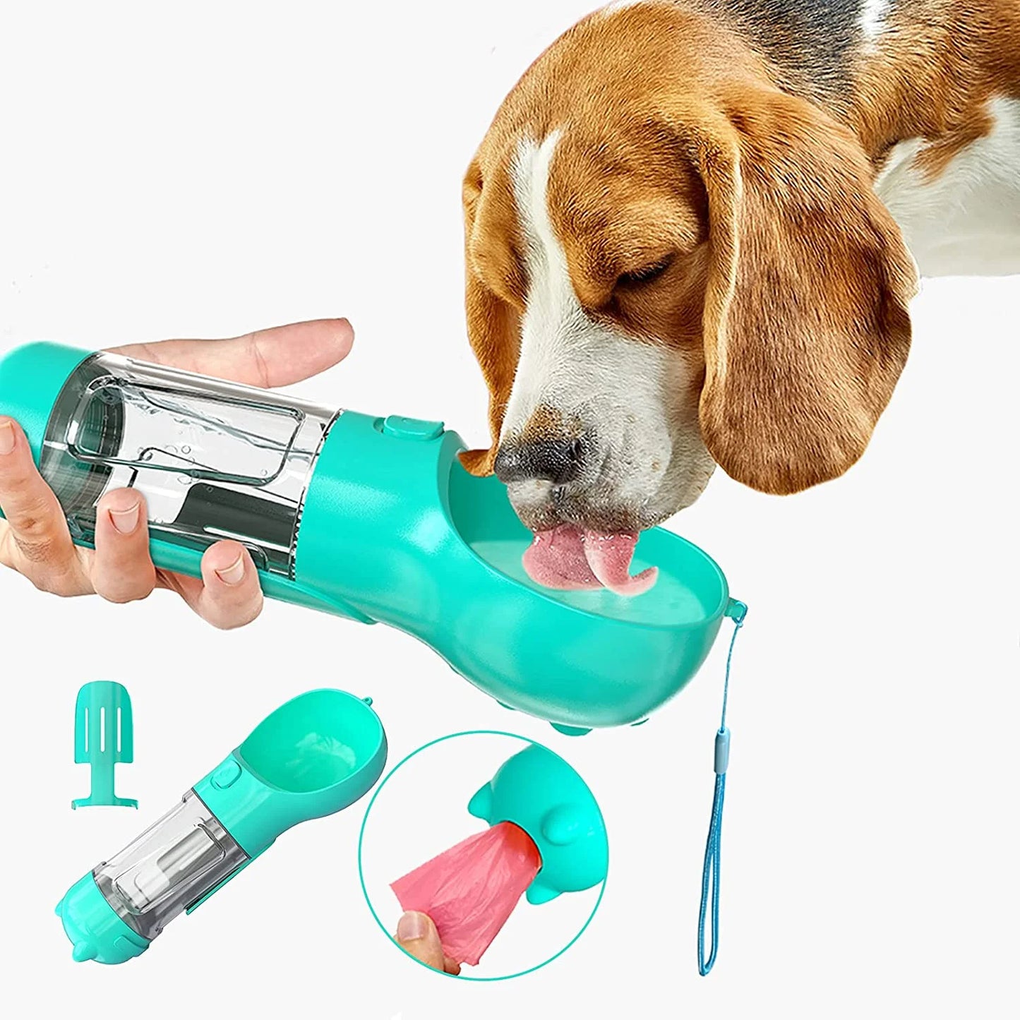 Bouteille 5-en-1 pour Chien : Eau, Nourriture & Hygiène en Toute Simplicité !🐶💧